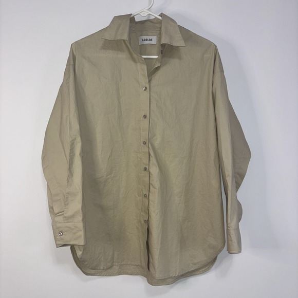 Agolde Brona Shirt Balsa Beige Size S - Picture 3 of 10